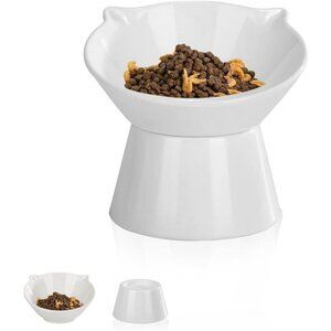 Detachable Elevated Cat Bowls, 15 Tilted Raised Food Bowl Anti-Vomiting